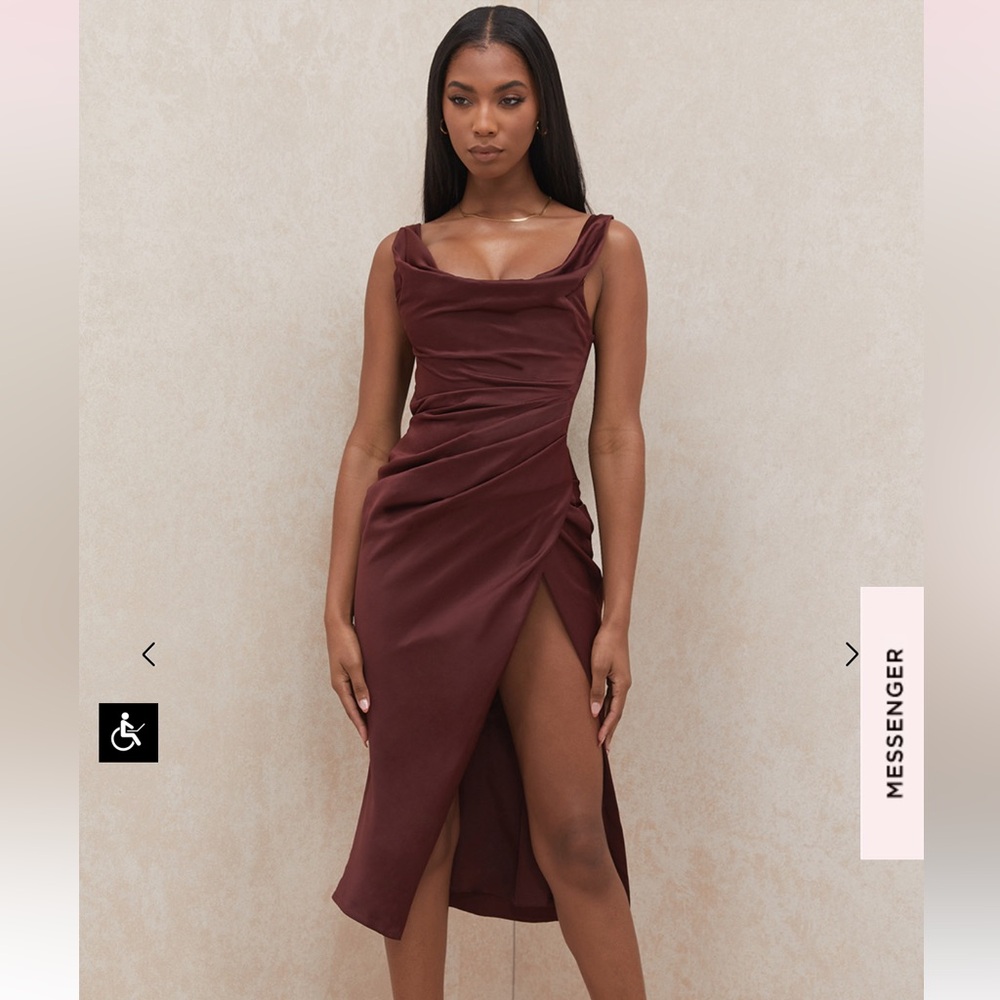 House of CB Burgundy Midi Dress